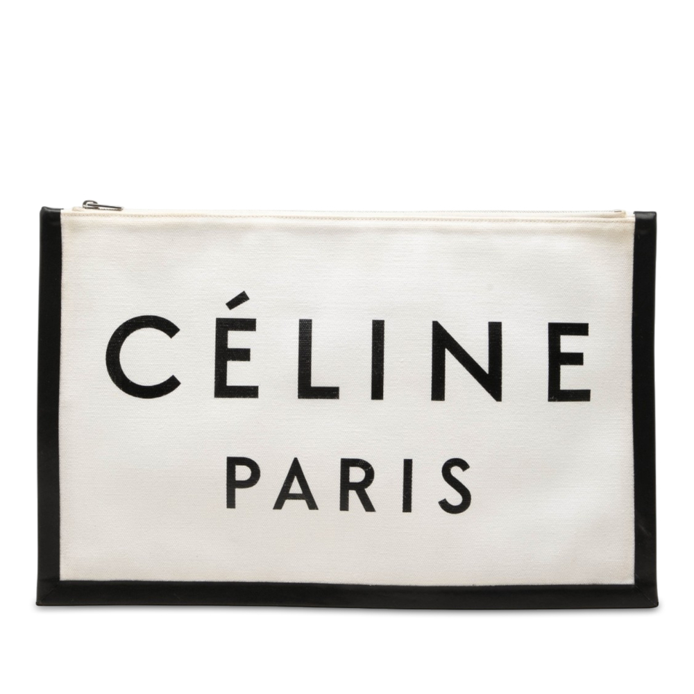Pre-Loved Celine Canvas Logo Clutch
